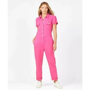 OUTERKNOWN S.E.A. Suit Pink Short Sleeve Organic Cotton Linen Jumpsuit‎ Size XS